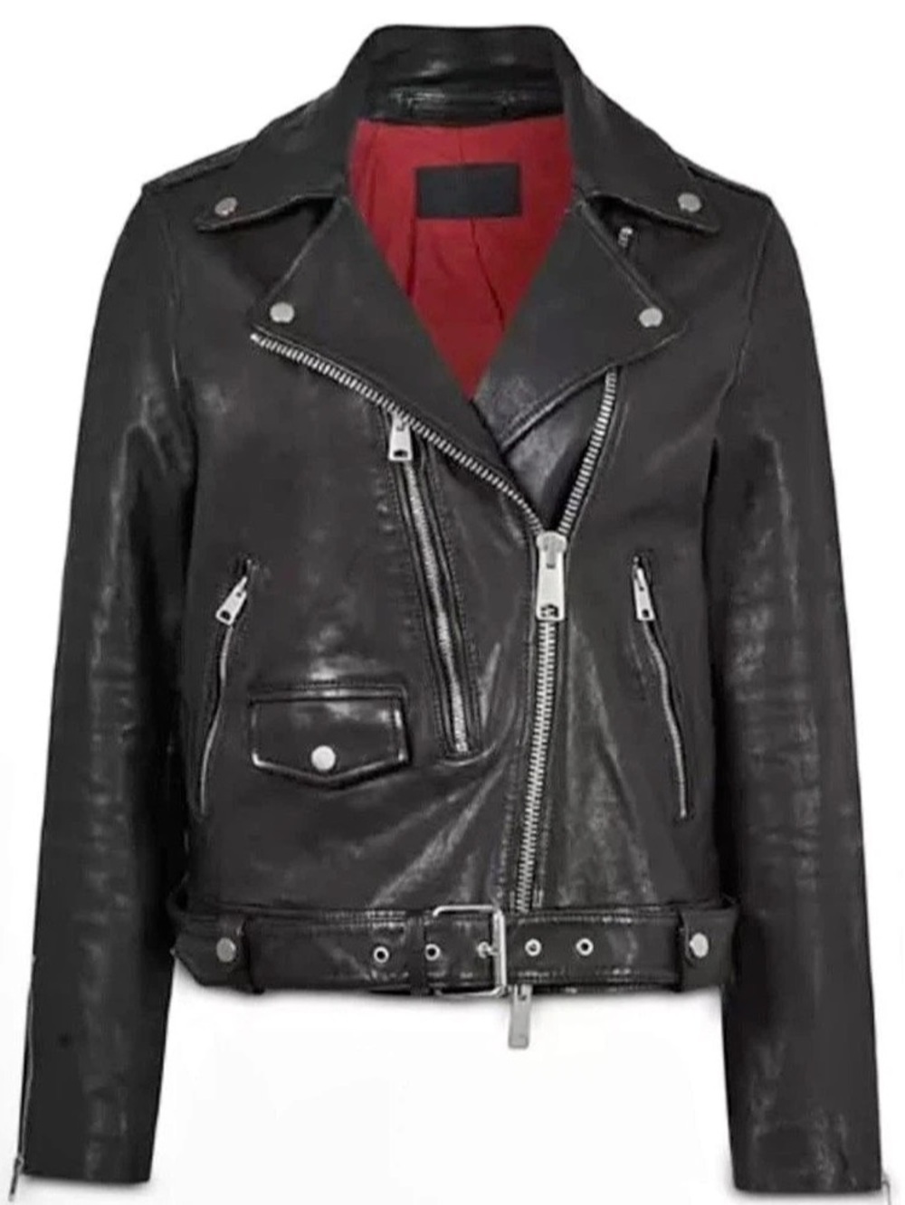AllSaints Dren Leather Biker Jacket Black Size US 4